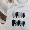 Black leopard handmade nail tip - Petit round / 블랙호피