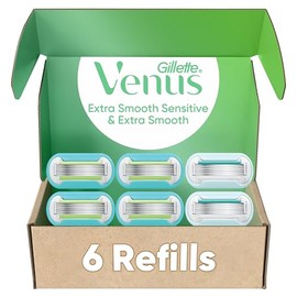 Gillette Venus Extra suave, 4 unidades, además de Gillette Venus Extra Smooth Sensitive 2 unidades, repuestos de cuchilla de afeitar para mujer de 5 h