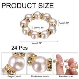 sourcing map 24Pcs Pearl Napkin Rings, 1.57"(OD) Imitation Beaded Elegant Plastic Serviette Holder Buckle for Dinner Reception Party Banquet Table Decor, Pink and Gold