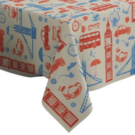 Xtremepads London Britishs Pattern Pattern - Rectangle Oblong Linen Tablecloth, 60" x 102" inches Washable Decorative Table Cloth
