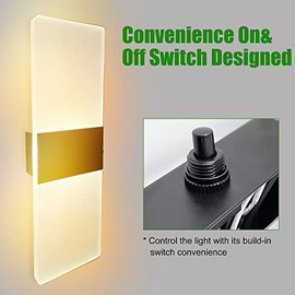 2Pack RV LED Wall Sconce with Switch, 12Volts RV Interior Vanity Light Fixture with Acrylic Lens, LED Bedside Light for RV Motorhome Camper Trailer