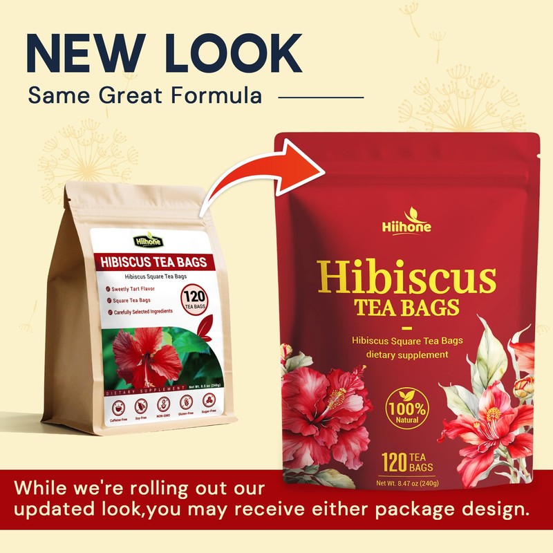 Hibiscus Tea Bags, Hibiscus Flower Herbal Tea - Caffeine &