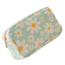 MEZHEN Kosmetiktasche Gänseblümchen Schminktasche Sonnenblume Make-up Tasche Beutel Geldbörse Reißverschluss Blumen Kosmetikbeutel Kulturbeutel Reise Kulturtasche Frauen Mädchen