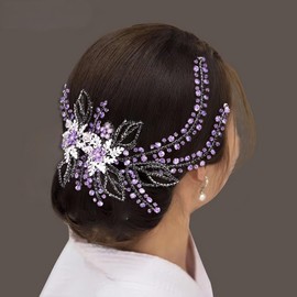 LOVFOIVER Wedding Head Pieces Crystal Bridal Hair Clips Women's Handmade Bridal Rhinestone Wedding Party Hair Accessories(Purple)
