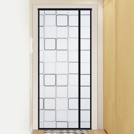 Reversible Left or Right Side Opening Insulated Door Curtain, Keep Cold Out Thermal Magnetic Door Screen Cover Auto Closer for Kitchen, Bedroom, Air Conditioner Room, Fits Doors up to 34" x 80", Grey