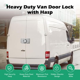 2 Pack Van Door Locks Keyed Alike Heavy Duty Puck Lock for Van w/Hasp High Security Hidden Shackle Padlocks Solid Steel Anti Theft Garage Shed Door Locks w/4Keys for Trailer Truck