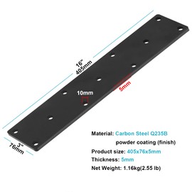 eoere 2 PCS 16" x 3" Heavy Mending Plate for 4x4 Post, 6 Gauge Flat Straight Bracket for Wood, 3/16" Thick