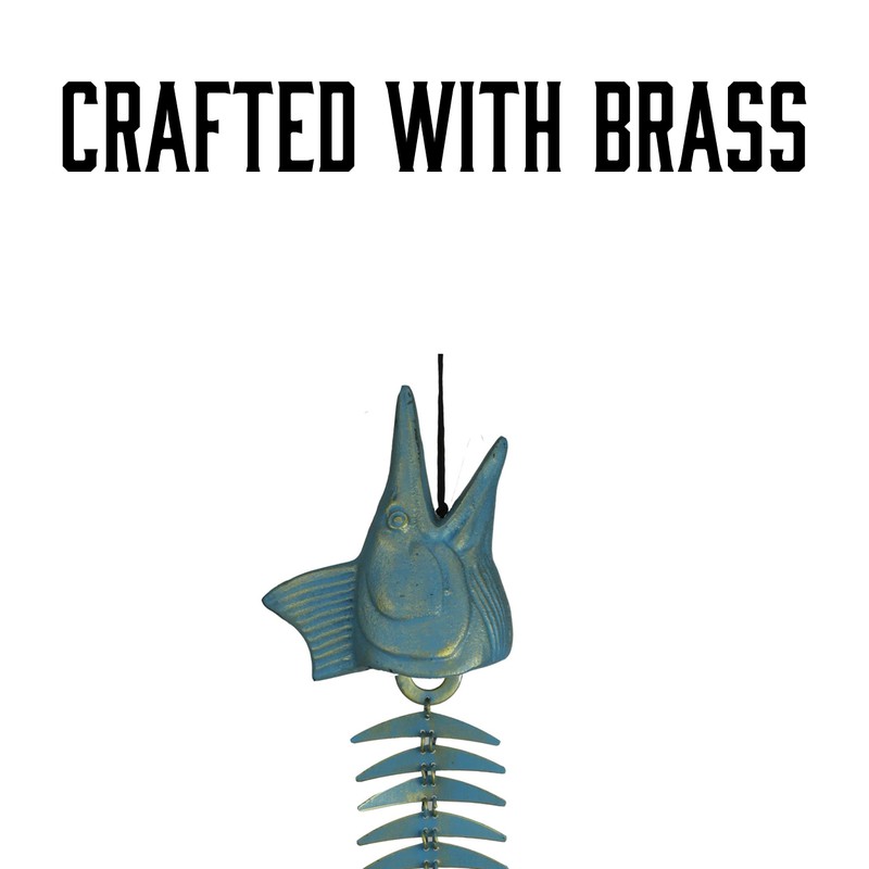 Rivers Edge Products Fishbone Wind Chime, Unique Fish Skeleton Wind