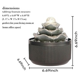 GIDITA Tabletop Fountain Indoor - 6.7" Modern LED Lighted Water Fountain for Desk, Home, and Office Decor, Relaxing Zen Indoor Waterfall Feature for Meditation and Stress Relief