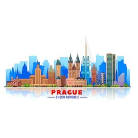 Prague Skyline Flag Sticker 8 x 5 cm Car Sticker Pack of 2