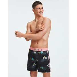 maamgic Men's Swim Trunks Board Shorts Vintage Beach Shorts 4 Way Stretch Quick Dry with Zipper Pockets Butterfly-Dark Grey Small