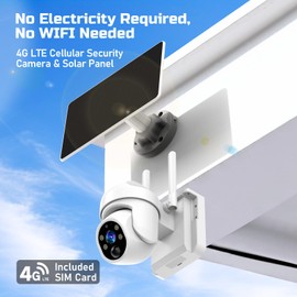 4G LTE Cellular Solar Security Camera Wireless Outdoor, 4G LTE Cellular Security Camera Includes SIM Card, Solar Powered Cellular Camera with PIR Motion Detection & Color Night Vision & Two-Way Audio