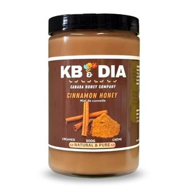 KB & DIA Cinnamon Honey, Unprocessed Creamed-honey with Cinnamon, 100% Pure Canadian Raw Honey, Paleo Diet Friendly and Gluten Free, Rich Flavour with Nutrient and (500G)