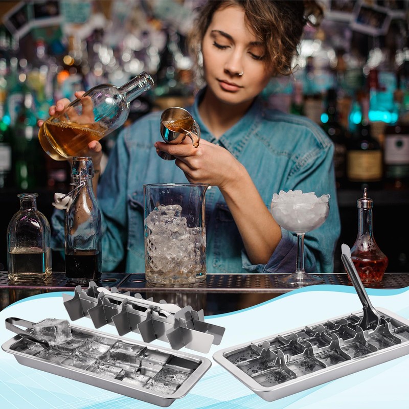 Booson 2 Set Stainless Steel Ice Cube Tray 18 Slot