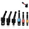 Drill Bit Holder Set-6 PCS Impact Socket Adapter Set 1/4” 3/8” 1/2” Hex Shank 3 Swivel Impact Driver Bit Set Socket Holder+3 Straight Drill Bit Extension Attachments, Drill Accessories-BCS6