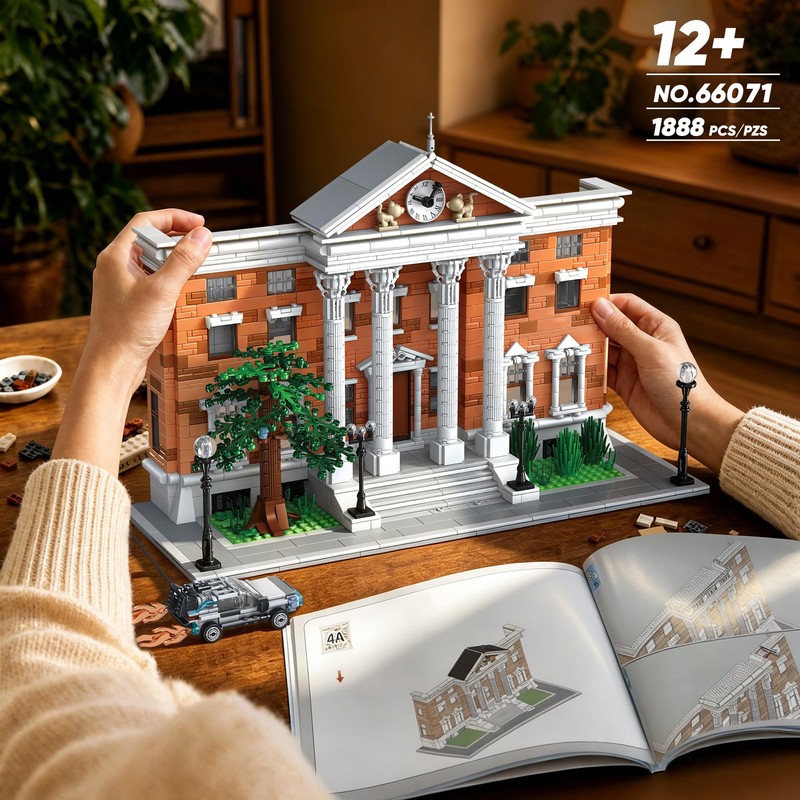 HiDectee Future Clock House Building Blocks with Retro Sports Car