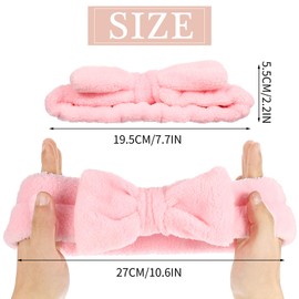 GOTH Perhk GOTH Perhk 4 Pack Spa Bowknot Hair Bands, Coral Fleece Makeup Headband Elastic Head Wrap for Washing Face Shower Yoga Sports Skincare(Black, White, Gray, Khaki)