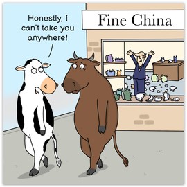 Twizler - Funny Card - Bull China Shop - Funny Birthday Card for Men or Women - Blank Card Inside for Him or Her - Dad Happy Birthday Humour Card Mum - Anniversary Card Husband or Wife