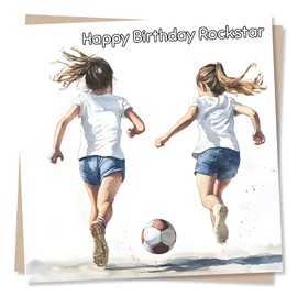 Happy Birthday Card To A Girl Who Loves Football - Birthday Card For Daughter, Granddaughter, Girl - Football Lover - Sports Lover - Happy Birthday Rockstar