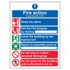 V Safety General Fire Action 6 Message Sign - Portrait