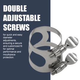 Soundspire Bb Clarinet Ligature, Silver-Plated Mouthpiece with Dual Screws, Includes Protective Case for Clarinets & Woodwinds