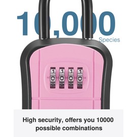 Puroma Key Lock Box, Portable Combination Lockbox Wall-Mounted Key Storage Box for House Keys, Resettable Code Safe Security Lock Box for Home, Office, Apartment Spare Key Storage (1 Pack, Pink)