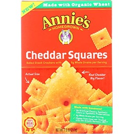 Annie's Homegrown Organic Cheddar Squares Baked Snack Crackers, Non GMO, 7.5 Ounces (Pack Of 12)