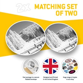 Vinyl Stickers (Set of 2) 30cm BW - Ski Resort Snow Mountains Skiing 40837