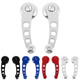 Window Crank Handle Regulator Manual Window Hand Crank Aluminum Old Car Jimny Universal Set of 2 (Silver)