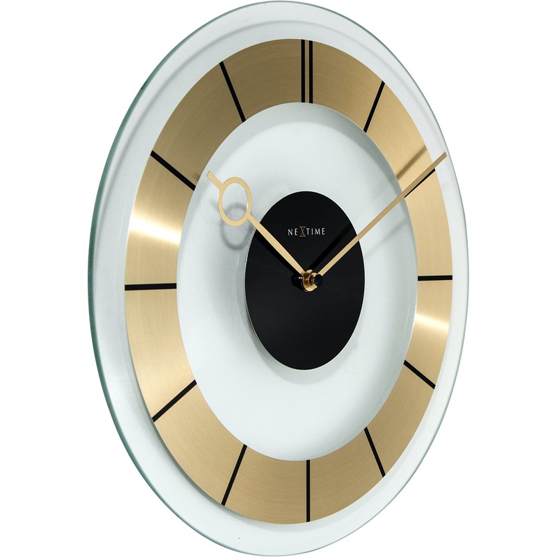 NEXTIME 2790GO Retro Gold Glass Clock, 31.0 x 31.0 x