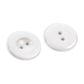 White Buttons for Sewing Pack of 50 3/4" (19mm) 2 Hole Round Plastic Buttons Glossy 0.75 inch 30L Plain Bulk Sewing Buttons for Lab Coat Pants Suit Workwear School Outfits Aprons Crafts DIY