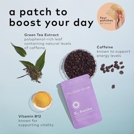 The Good Patch The Good Patch B12 Awake Patch, Natural Patch with Caffeine, B12, and Green Tea Extract, Plant Powered Wearable Wellness, Helps to Promote Energy (24 Total Patches)