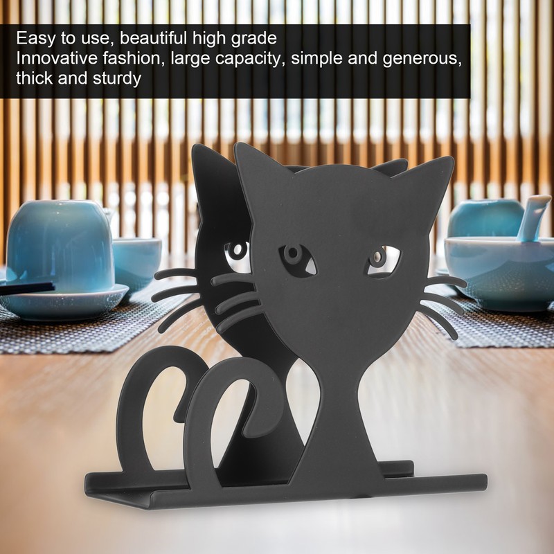 2pcs Metal Napkin Holder Innovative Hollow Out Cat Shape Paper
