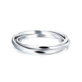 MINDDHA Silver Rings| Silver Rings for Women| Fidget Ring| Stacking Rings| Anxiety Ring| 14K White Gold Plated Rings- Interlocking Ring for Women and Men - 2mm Each Band Size 10