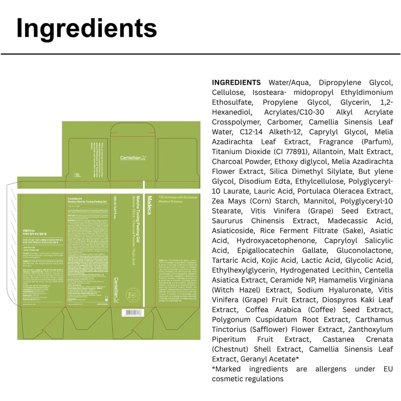 Centellian24 Madeca Matcha Toning Peeling Gel, Gel Exfoliante Tonificante, 150