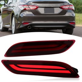 BINQIGOO Full LED Rear Bumper Reflector Lights Compatible with 2018-2023 Toyota Camry Function as DRL Brake light Turn Signal Fog Lamps (Red)