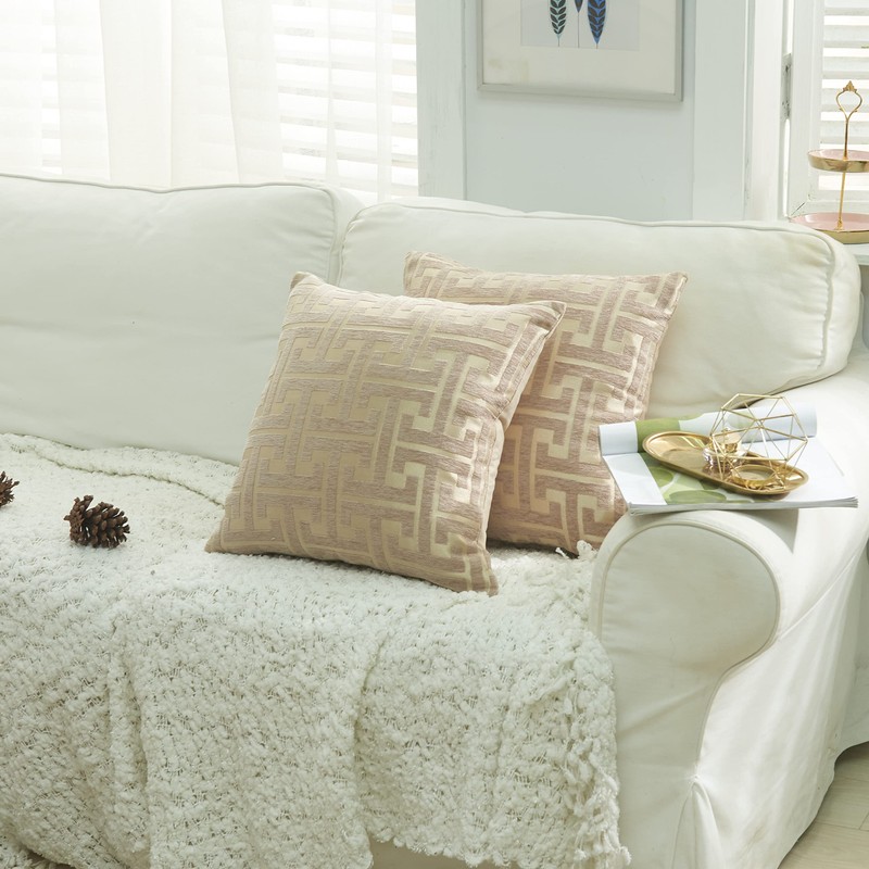 YunJeude Cushion Cover Chenille Fabric Geometric Pattern Monogram Pattern Stylish