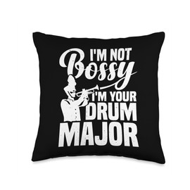 Drum Major Mace White Marching Band Gloves Leather Uniform Hat Drum Major Baton Throw Pillow, 16x16, Multicolor