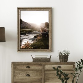 FLYJOE Rustic 11x14 Picture Frame, Reclaimed Barnwood Photo Frame with HD Tempered Glass, Distressed Family Art Gallery Corner, Horizontal and Vertical Wall Mounting Display with Hardware, Set of 1