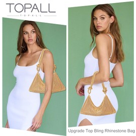 TOPALL Evening Bags for Women,Silver/Gold/Black Glitter Clutch Bags for Women,Rhinestone Bag,Sequin Sparkly Diamante Women's Handbags Purse for Evening Prom Wedding Party Banqueta (Handbag-Gold N)