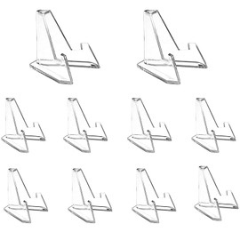 10 Pack 1.4 Inches Clear Easel Stands Mini Acrylic Coin Display Holders