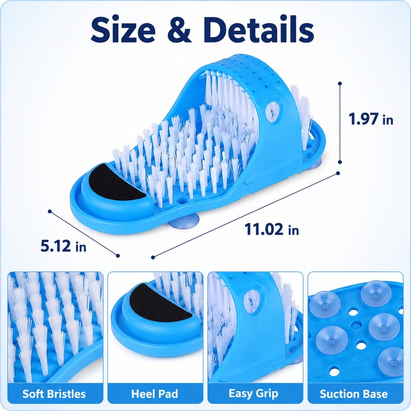 2pcs Shower Foot Scrubber for Bath - Silicone Foot Cleaner
