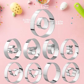 Simpeak Easter Cookie Cutters Set, 9PCS Stainless Steel Cookie Mold + 4PCS Painting Molds, DIY Easter Egg Bunny Cookie Cutters, Animals Rabbit Chick Butterfly Cookie Molds