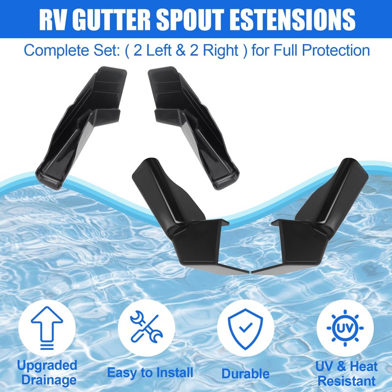 Wadoy RV Rain Gutter Spouts 2 Right & 2 Left,