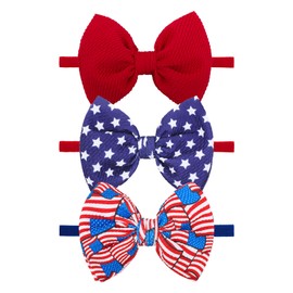 YanJie Velvet Baby Bows Nylon Headbands Handmade Girl Bows Stretchy Baby Headbands Hairbands Hair Bows Accessories for Girls Infants Toddlers Child (red)