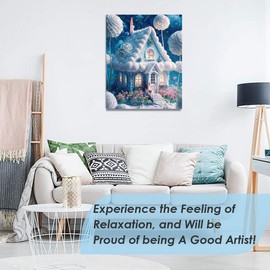 ARTOWN Paint by Numbers Adults, Snow House, DIY Hand Painted Oil Painting Kits for Children, Beginners, Without Frame, 40 x 50 cm