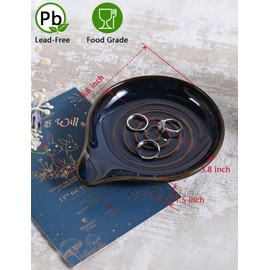 Pyrilo Ceramic Spoon Rest ，6 Inch Spoon Holder for Stove, Ladle & Spatula in Large Spoon Rest, Coffee Spoon Rest,Heat Resistant in Cooking Kitchen Decor ，Microwave & Dishwasher Safe( Dark Blue)