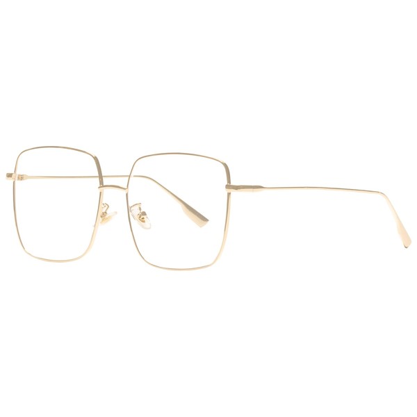 Oversized Square Reading Glasses for Women/Men - Large Metal Frame