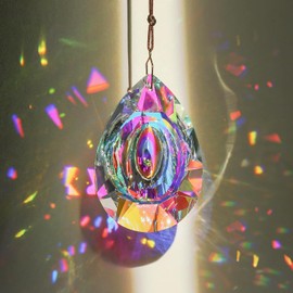 HDCRYSTALGIFTS 1 x Colorful Lamp Prisms Parts Chandelier Crystal Hanging Longan Drop Pendant 76mm