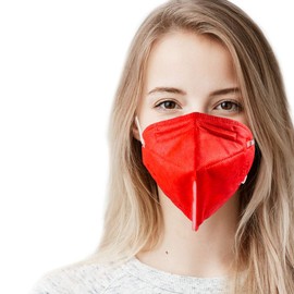 SPARC LIGHTING 5-Layer Disposable Ruby Red Face Mask Made in USA | Improved Design | 95%+ Filtration Efficiency with Comfortable Ear Loop and Soft to Touch Materials | 50 Units